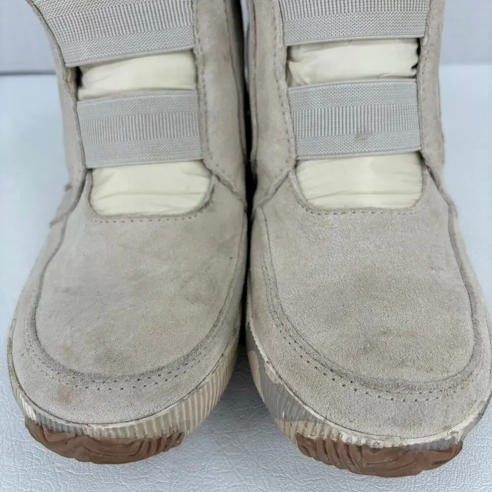 Sorel Out N About Boot Womens 8.5 Waterproof Suede Leather Slip‎ On Mid Beige